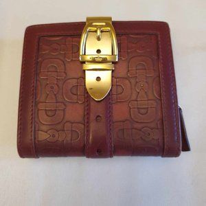 GUCCI Vintage Bordeaux Leather Compact Wallet w COA